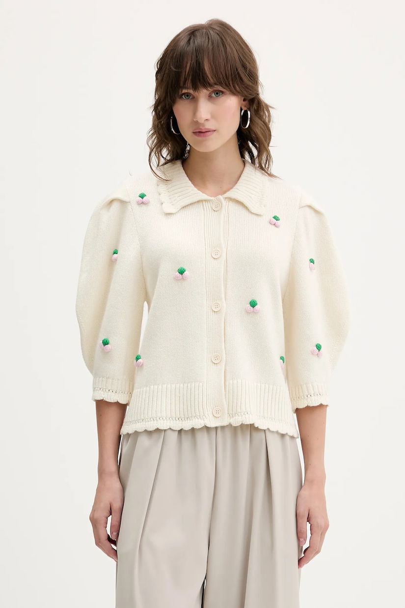 Stine Goya cardigan din amestec de lână culoarea bej, SG-AW25-K044-2359