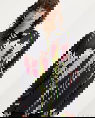 Stine Goya cămașă culoarea negru, cu guler clasic, regular, SG-AW25-T091-2263