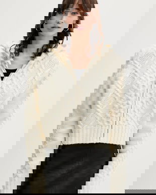 Rotate pulover din amestec de lână culoarea bej, 114302857