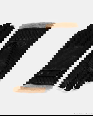 Barbour mănuși de piele culoarea negru, MGL0013