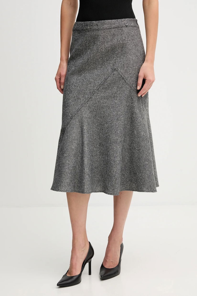 Pedro del Hierro fustă culoarea gri, midi, evazați, 7592145