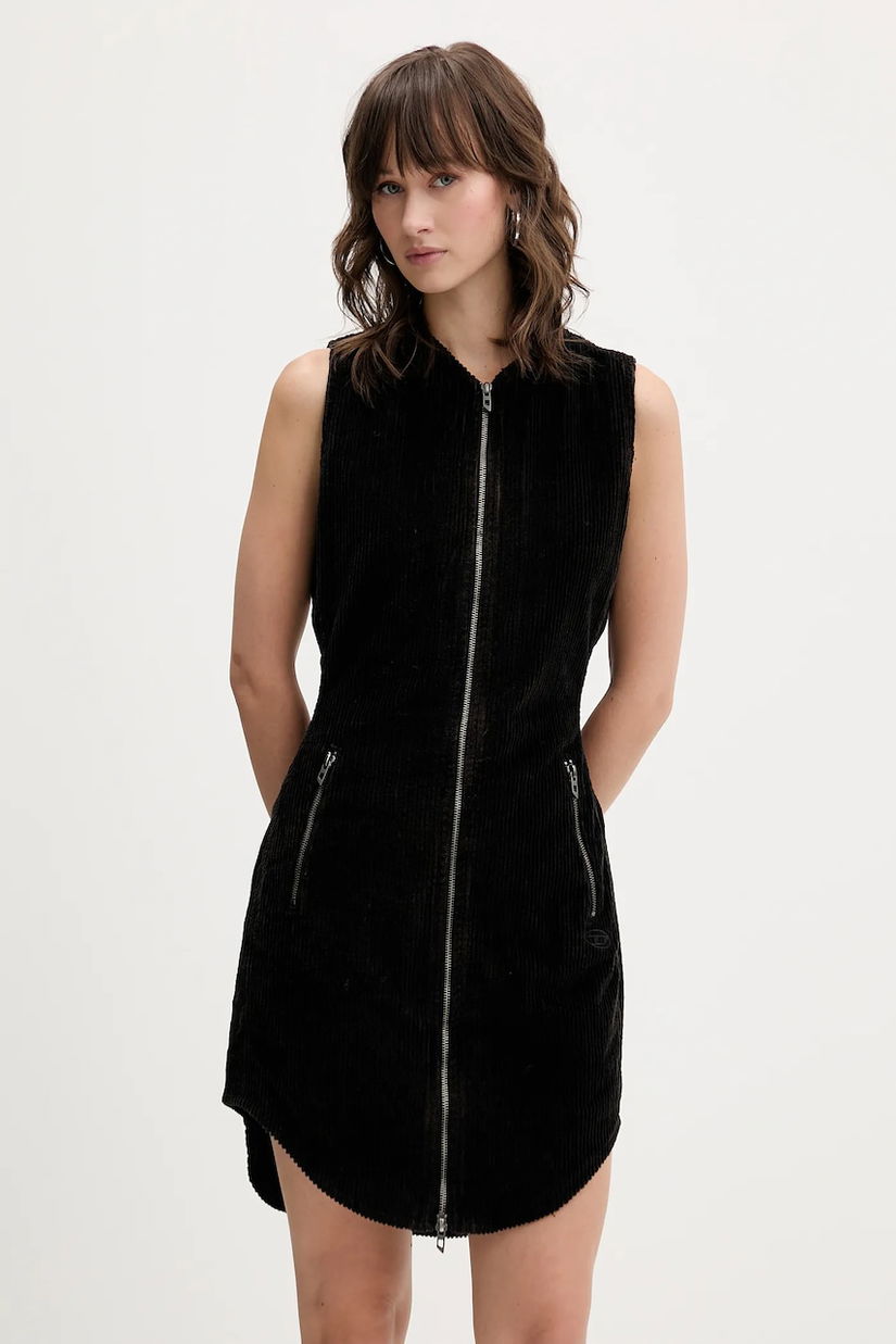 Diesel rochie din velur D-ENEA culoarea maro, mini, mulată, A18585.0WFCI
