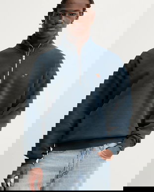 Abercrombie & Fitch bluză culoarea bleumarin, uni, KI122-5541-200