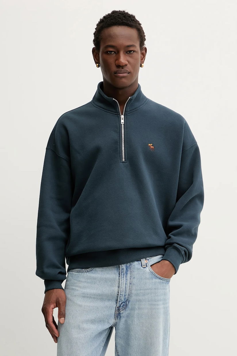 Abercrombie & Fitch bluză culoarea bleumarin, uni, KI122-5541-200