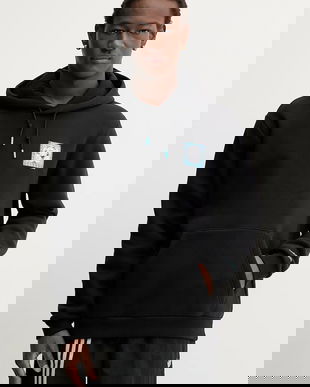 adidas Originals bluză Graphic culoarea negru, cu glugă, cu imprimeu, JX3096