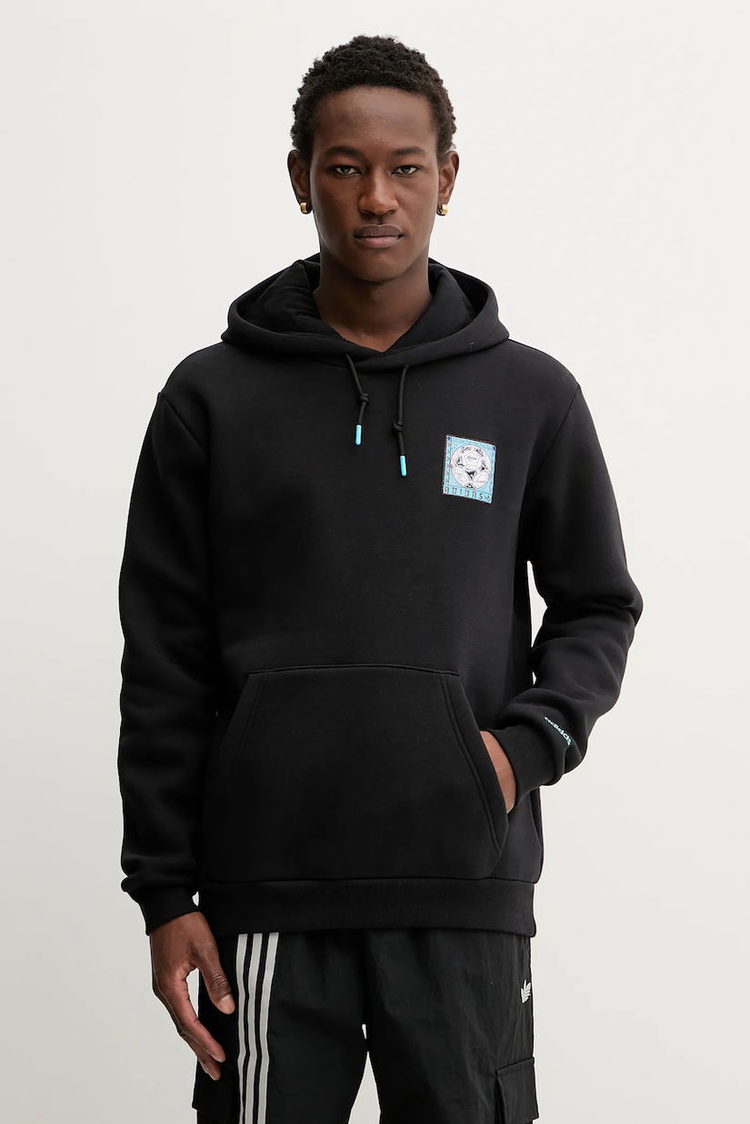 adidas Originals bluză Graphic culoarea negru, cu glugă, cu imprimeu, JX3096