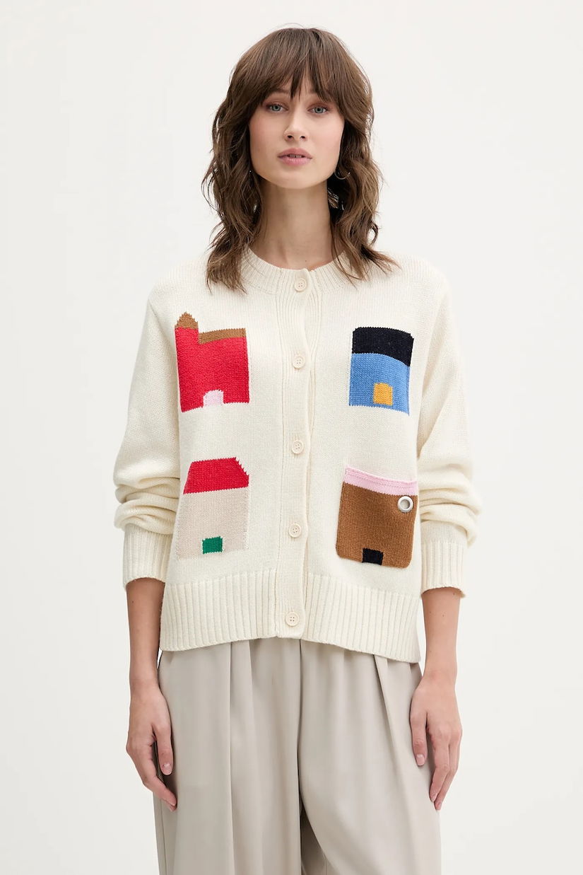 Stine Goya cardigan din amestec de lână culoarea bej, light, SG-AW25-K045-2359