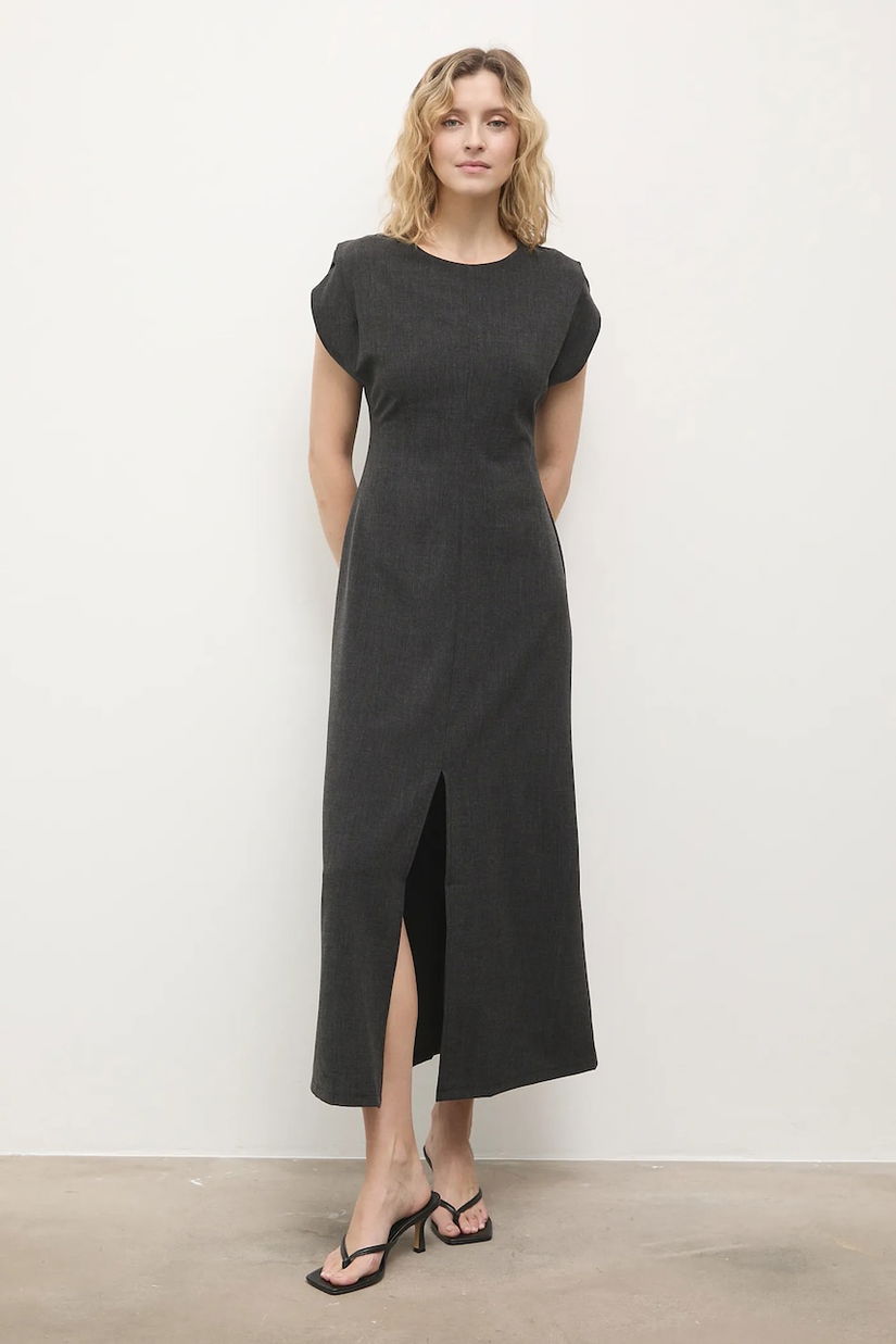 Answear.LAB rochie culoarea gri, maxi, drept