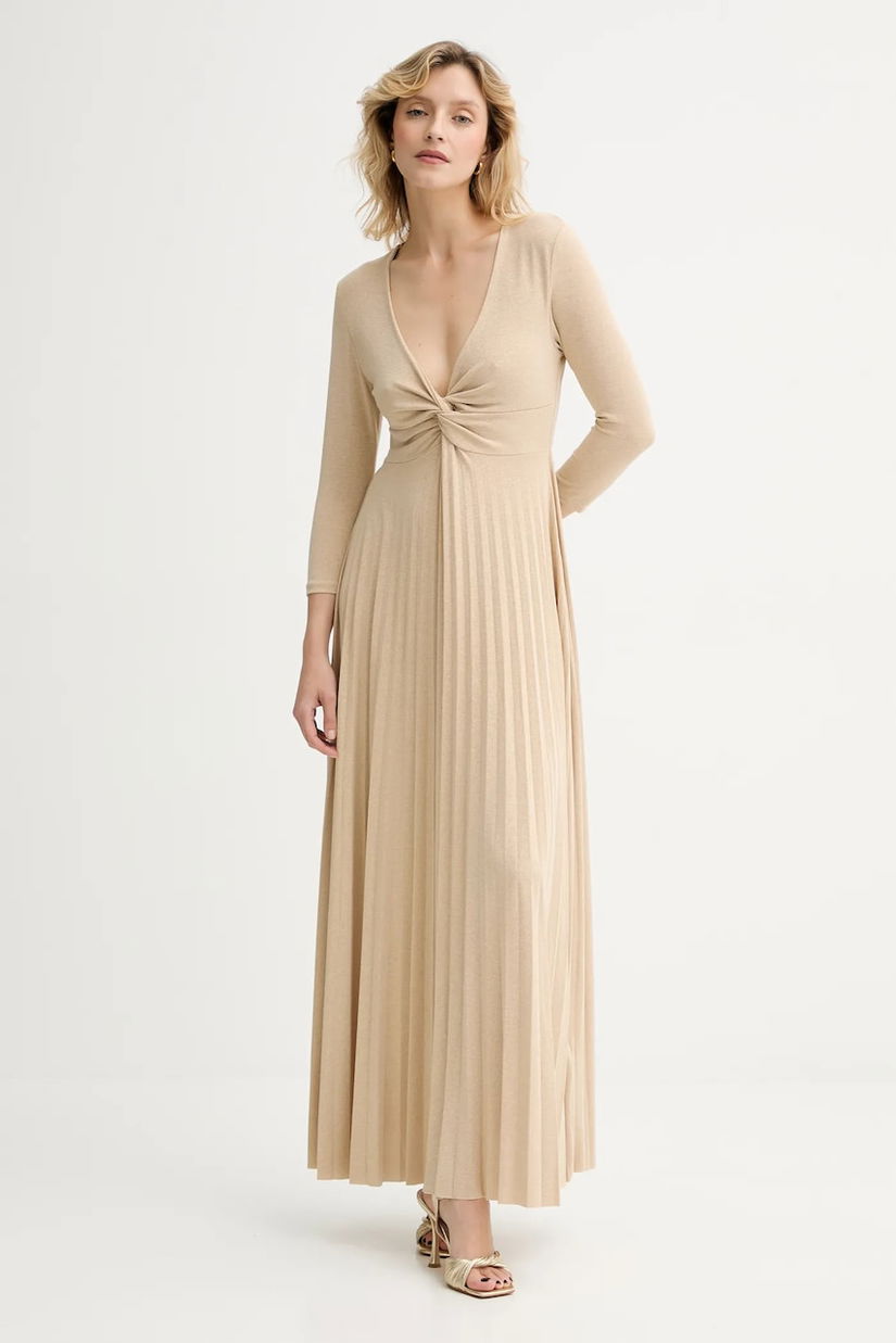 Answear.LAB rochie culoarea auriu, maxi, evazati