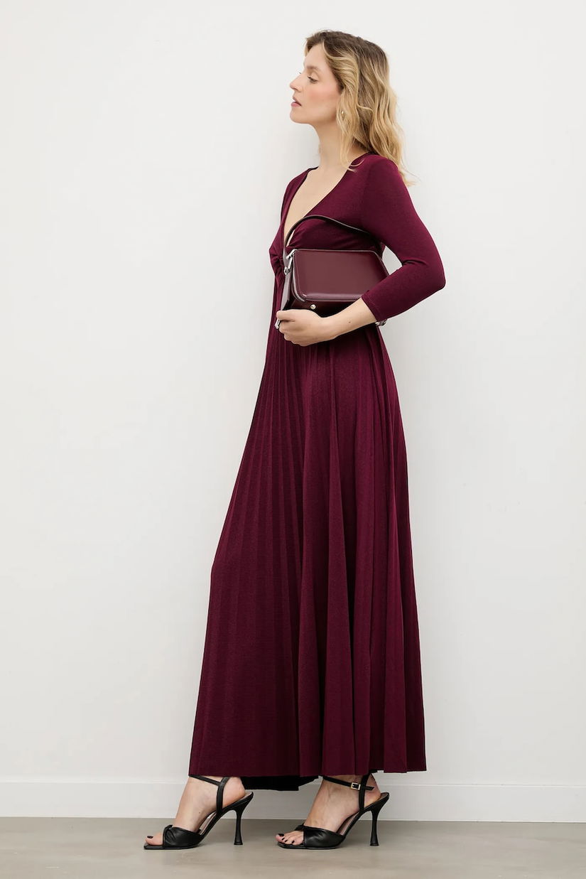 Answear.LAB rochie culoarea bordo, maxi, evazati