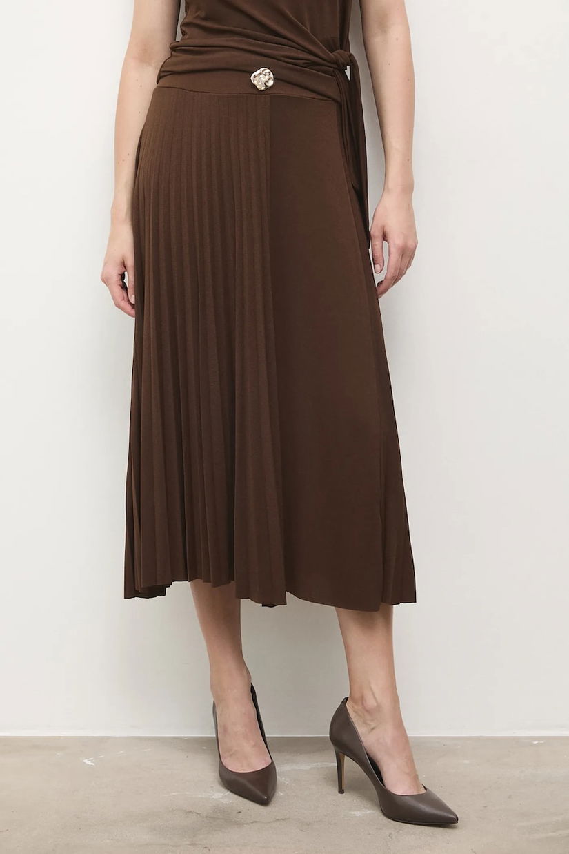 Answear.LAB fusta culoarea maro, midi, evazati