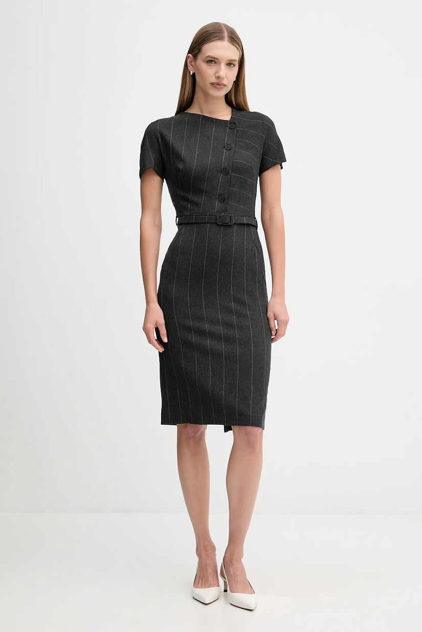 Sandro Ferrone rochie cu lână culoarea gri, midi, drept, S23YBFBICCHIERE