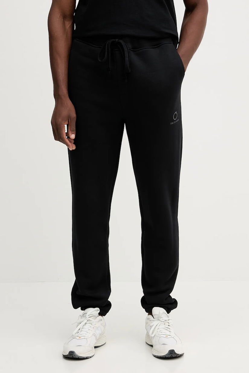 Trussardi pantaloni de trening din bumbac culoarea negru, cu imprimeu, P8008000061N