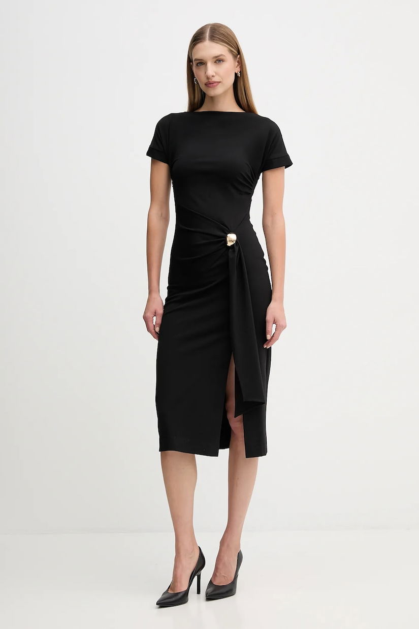 Sandro Ferrone rochie culoarea negru, midi, evazați, S23YBFBOMBO