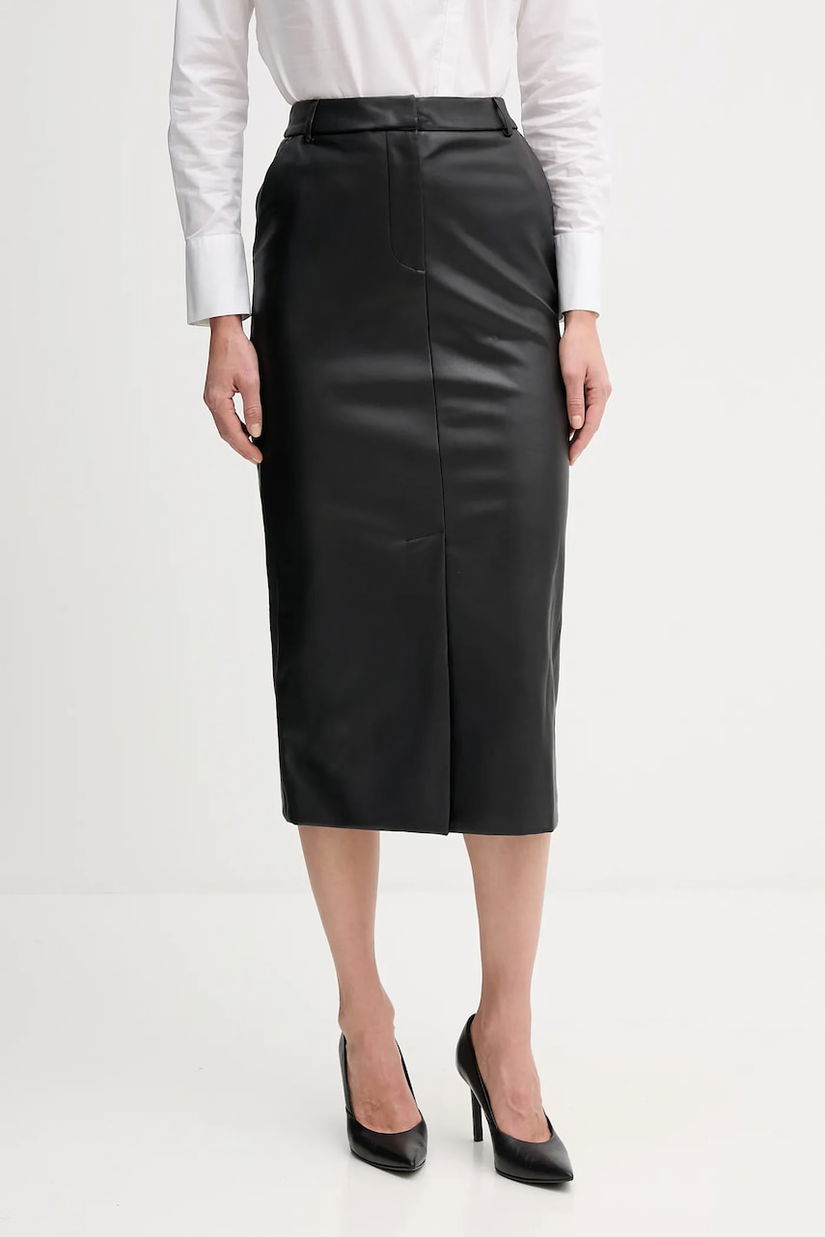 Sandro Ferrone fustă culoarea negru, midi, drept, S15YBFRIBES