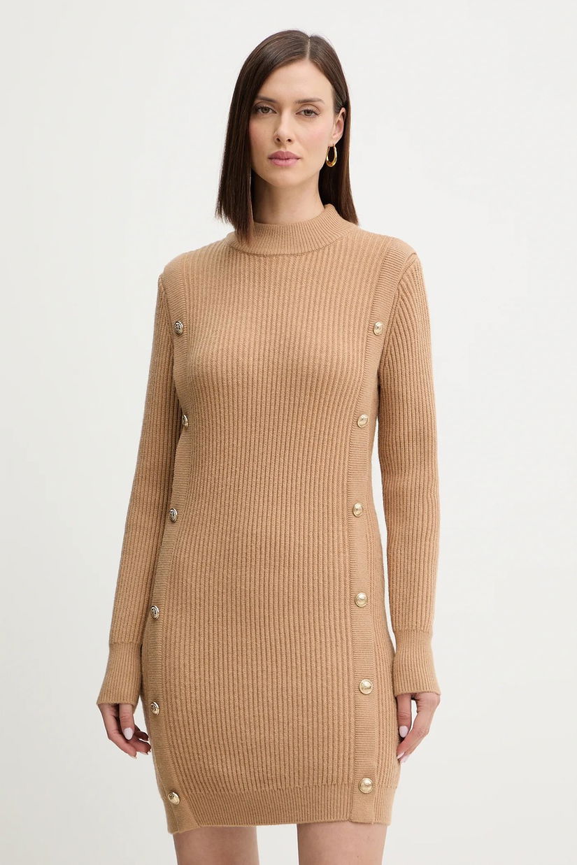 Morgan rochie culoarea bej, mini, drept, RMCOOL