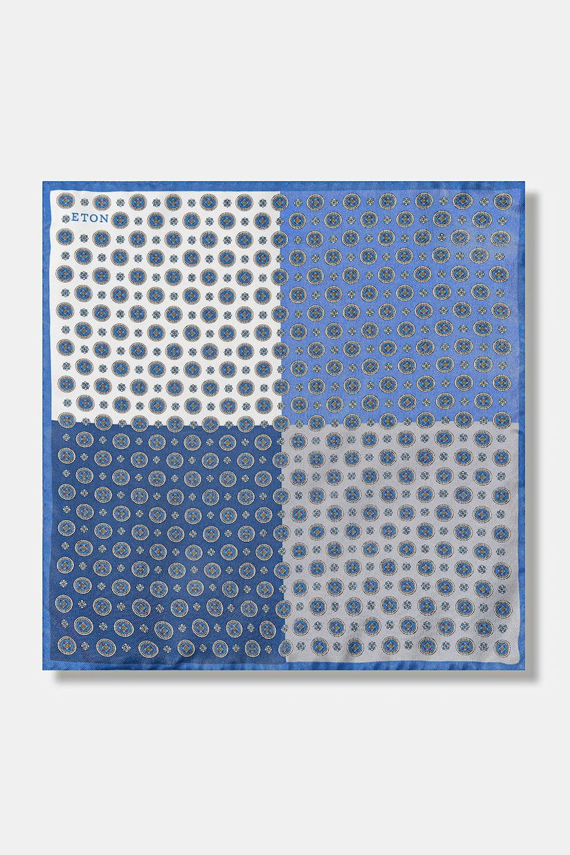 Eton batistă de buzunar de mătase culoarea bleumarin, A00030526
