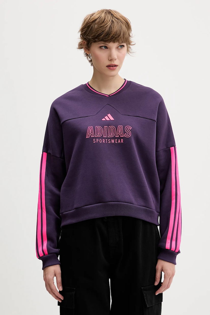 adidas bluză Tiro culoarea violet, cu imprimeu, JX5119
