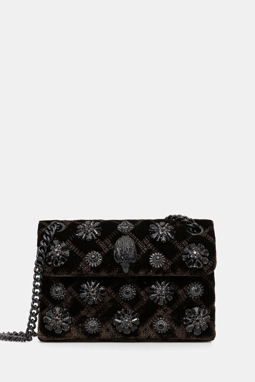 Kurt Geiger London poșetă VELVET MINI KENSINGTON culoarea maro, 5018331789