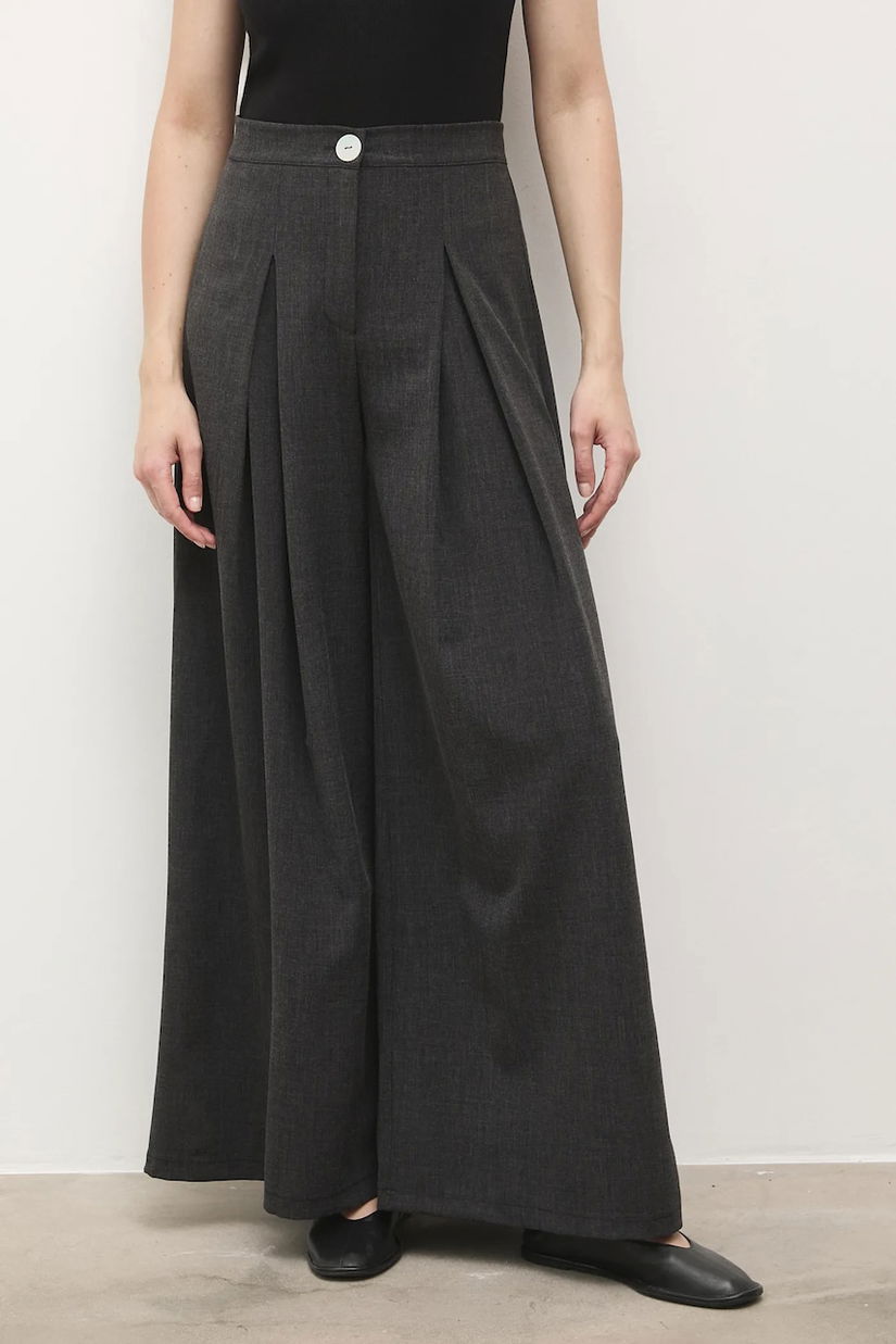 Answear.LAB pantaloni culoarea gri, lat, high waist