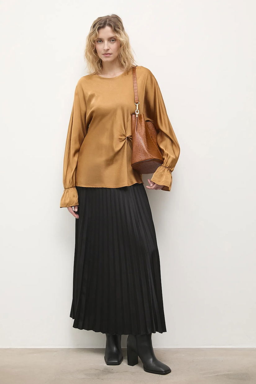 Answear.LAB bluza culoarea maro, neted
