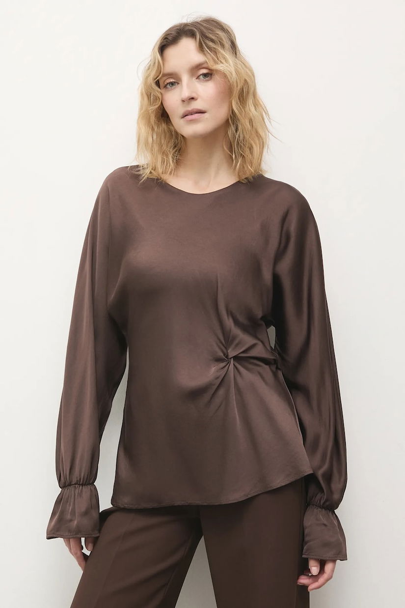 Answear.LAB bluza culoarea maro, neted
