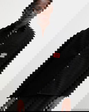 Sprayground cămașă jeans culoarea negru, cu guler clasic, relaxed, SP331BLKW