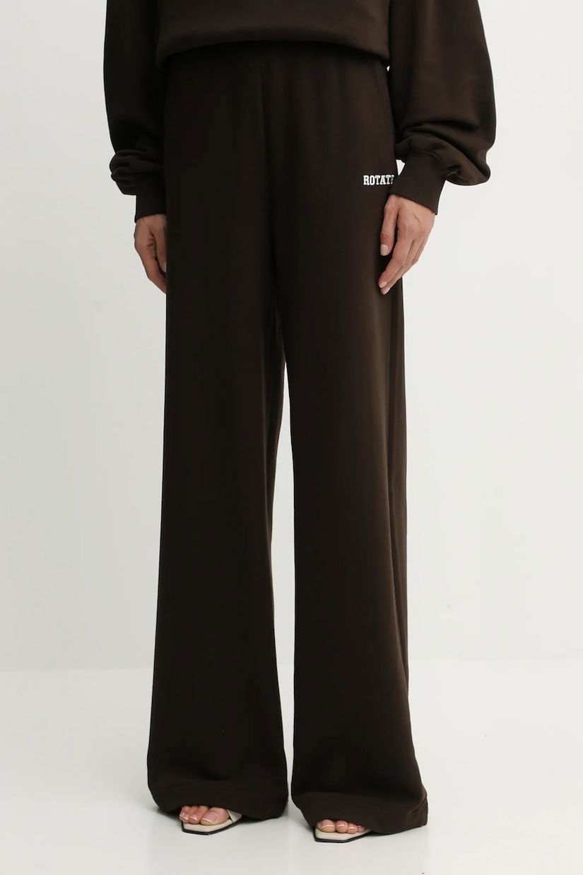 Rotate pantaloni de trening din bumbac culoarea maro, uni, 1153131667