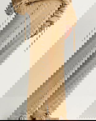 Rotate pantaloni de trening din bumbac culoarea bej, uni, 114389654