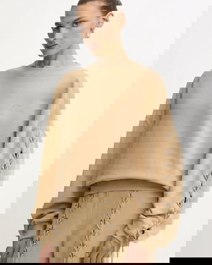 Rotate hanorac de bumbac culoarea bej, uni, 115468654