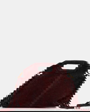 Answear.LAB geanta de mana din piele intoarsa culoarea bordo