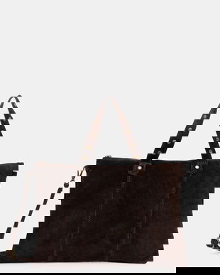 Answear.LAB geanta de mana din piele intoarsa culoarea maro