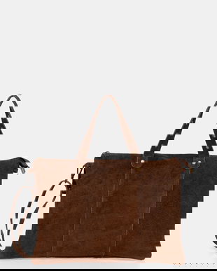 Answear.LAB geanta de mana din piele intoarsa culoarea maro