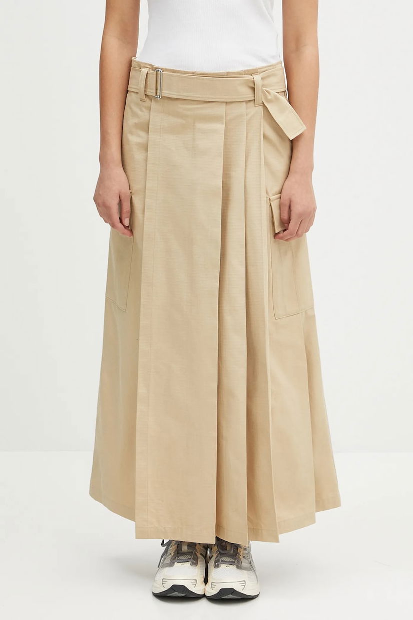Kenzo fustă din bumbac culoarea bej, maxi, drept, FF52JU3039DL.11