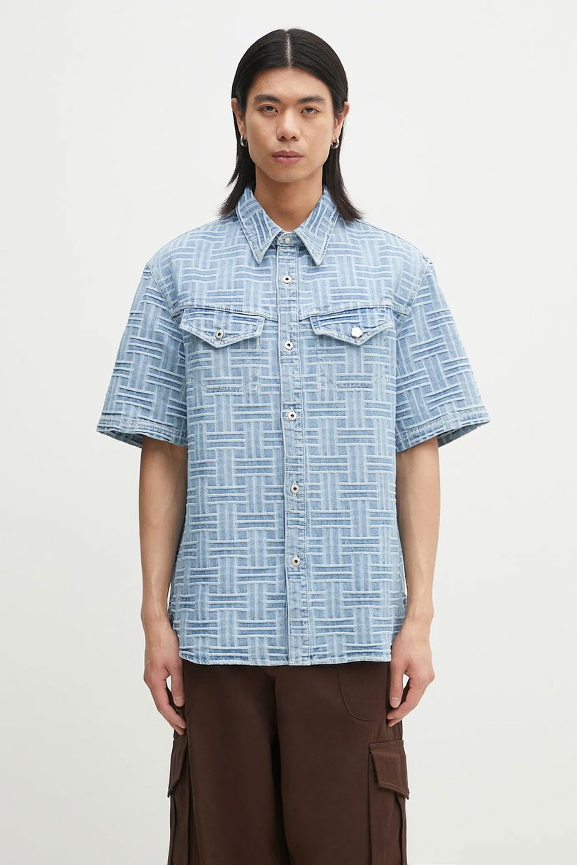 Kenzo cămașă din denim bărbați, cu guler clasic, relaxed, FF55DC1026J4.DB