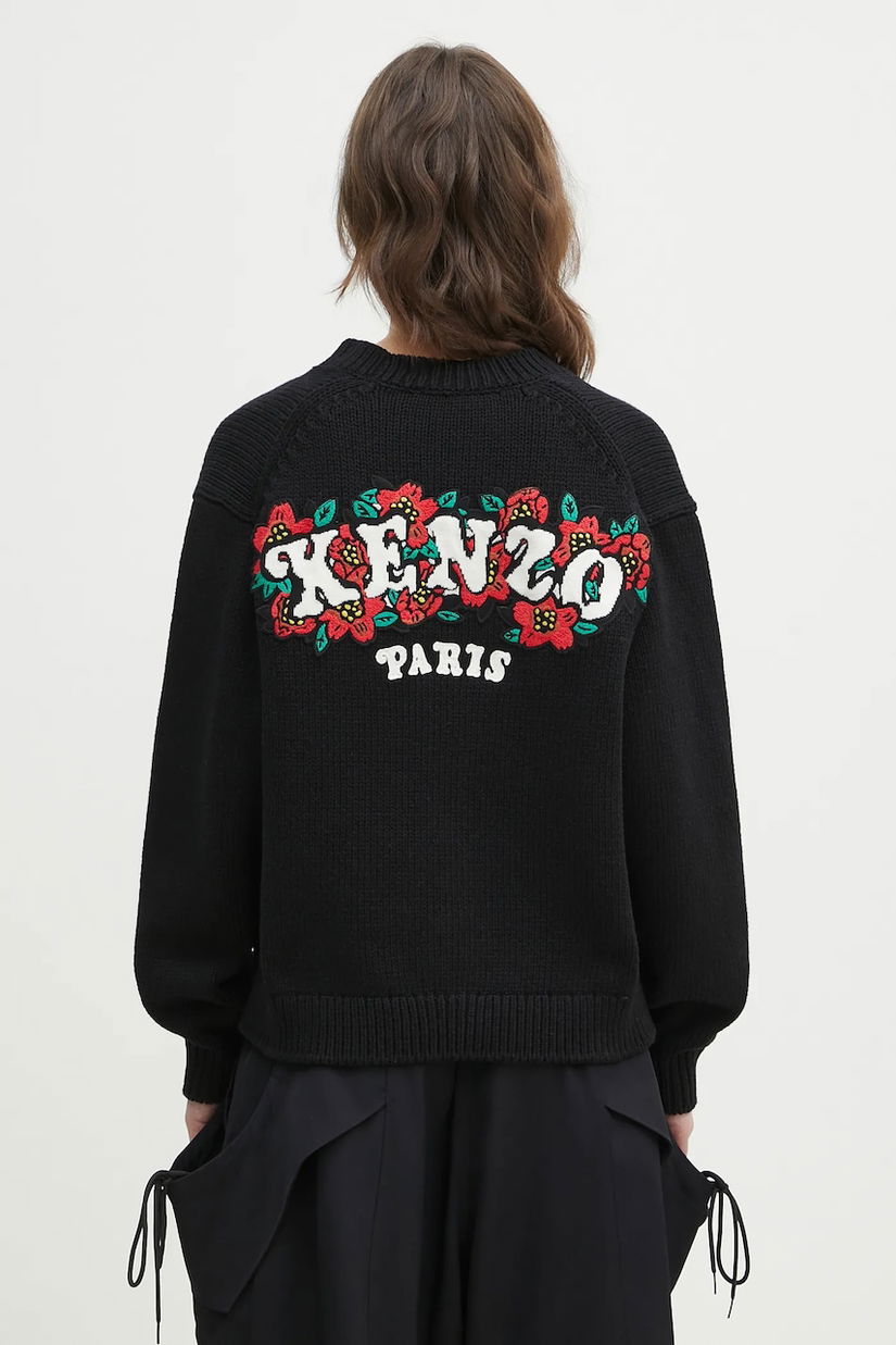 Kenzo cardigan din lână x Verdy femei, culoarea negru, călduros, FF52CA4773CX.99J