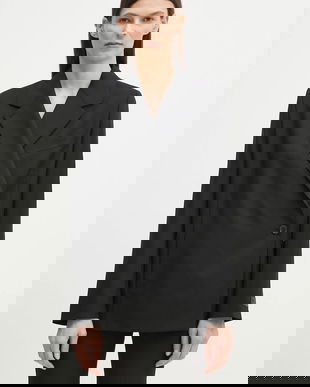 Kenzo sacou de lână culoarea negru, un singur rand de nasturi, uni, FF52VE2589RA.99