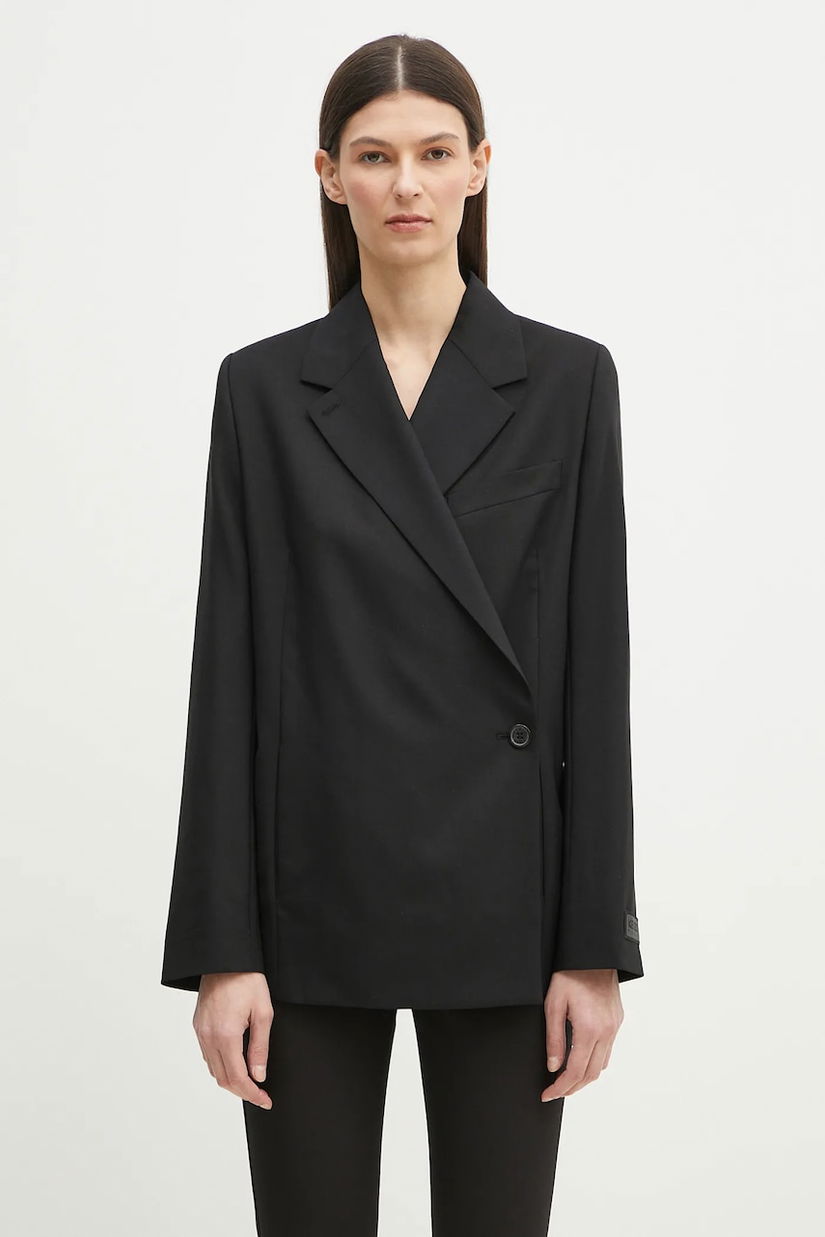 Kenzo sacou de lână culoarea negru, un singur rand de nasturi, uni, FF52VE2589RA.99
