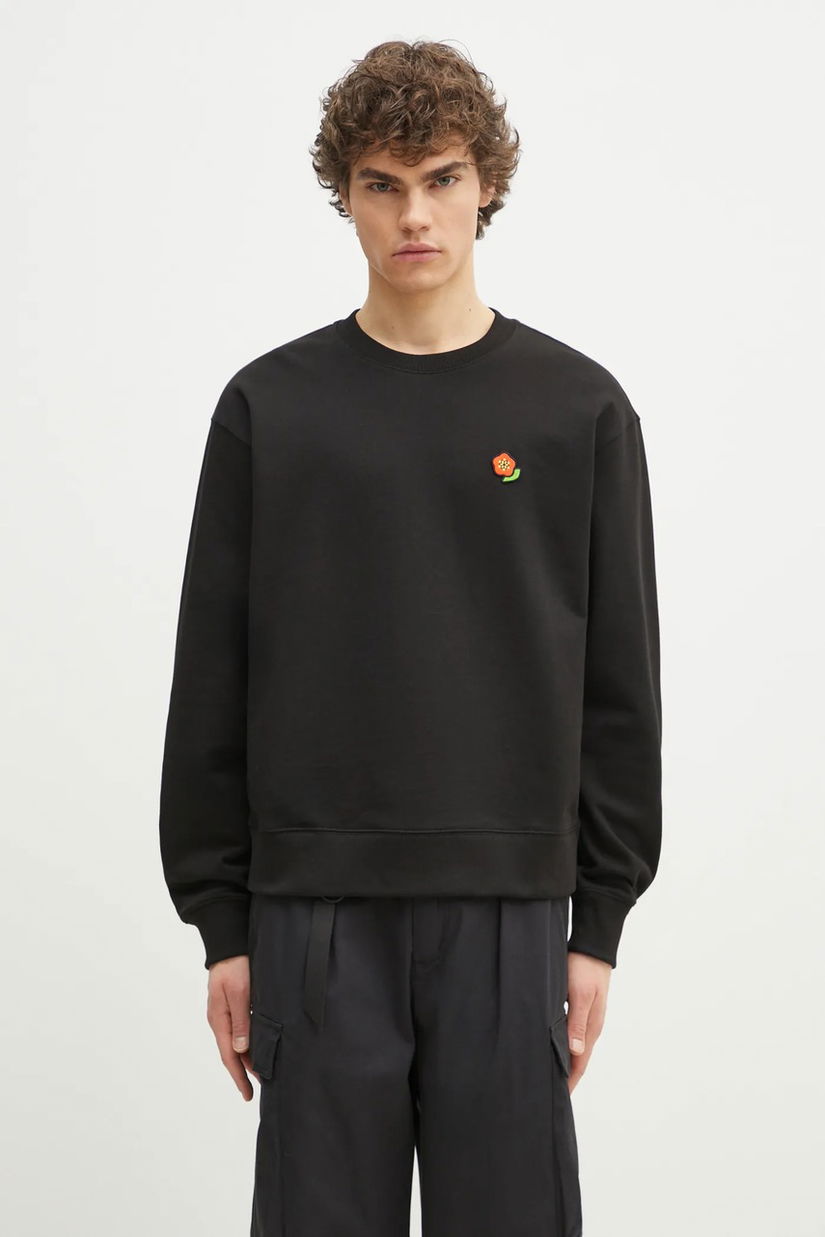 Kenzo hanorac de bumbac bărbați, culoarea negru, uni, FF55SW2654MF.99J