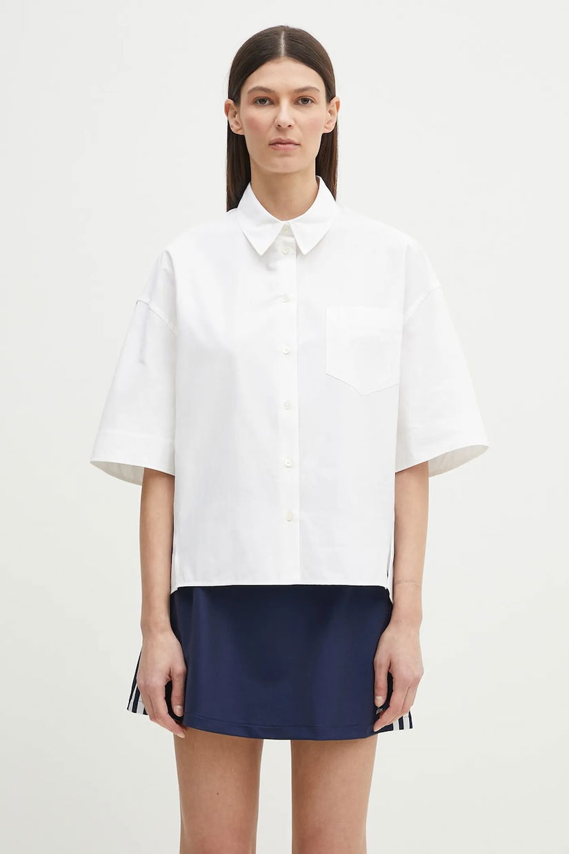 Kenzo cămașă din bumbac femei, culoarea alb, cu guler clasic, relaxed, FF52CH2589LB.01