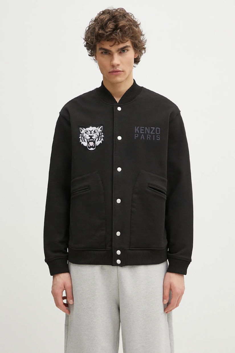 Kenzo bluza Happy Tiger barbati, culoarea negru, cu imprimeu, FF55BL1244MT.99J