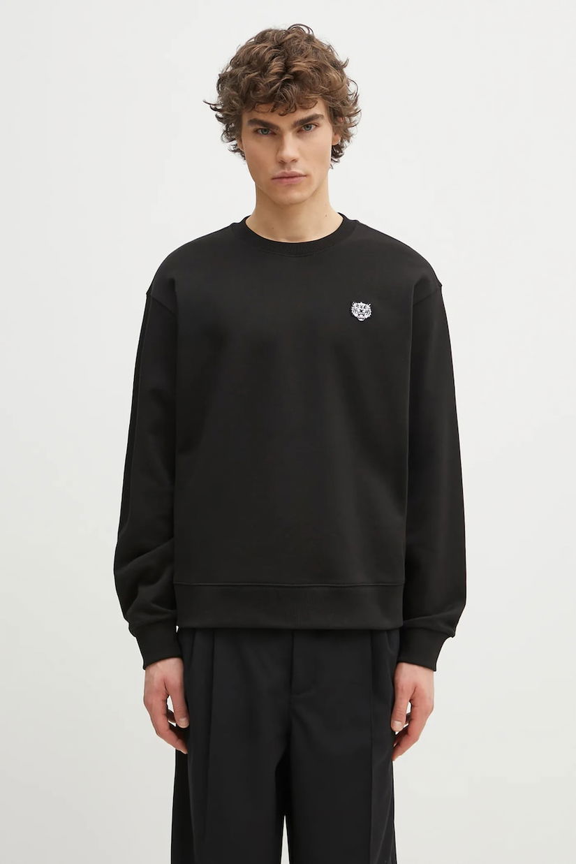 Kenzo hanorac de bumbac barbati, culoarea negru, neted, FF55SW2624MF.99J