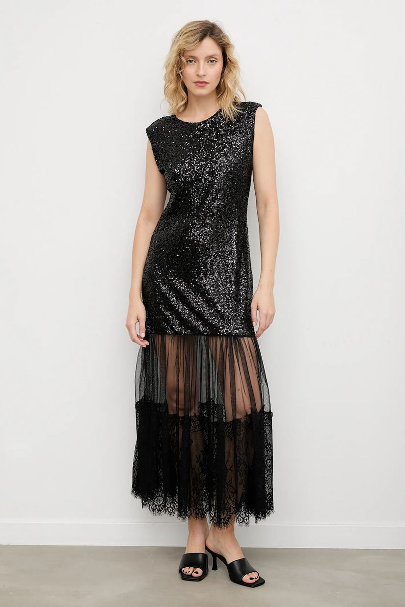 Answear.LAB rochie culoarea negru, maxi, evazati