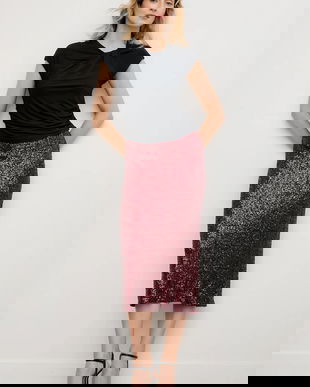 Answear.LAB fusta culoarea bordo, midi, creion