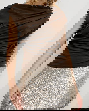 Answear.LAB fusta culoarea auriu, mini, evazati