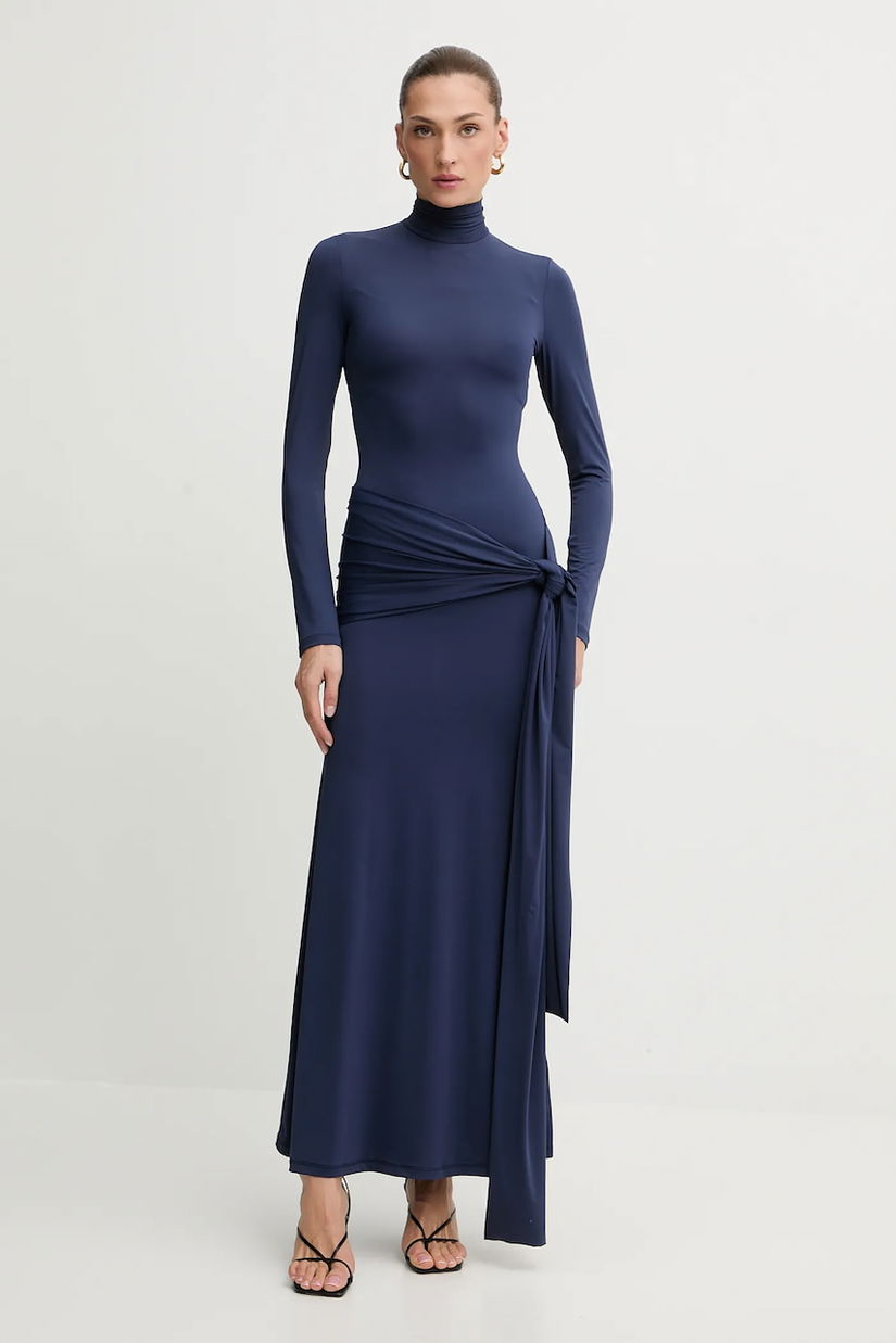 Bardot rochie ALIX culoarea maro, maxi, mulată, 59467DB