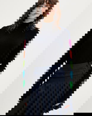 FROM FUTURE pulover de cașmir culoarea bleumarin, light, cu turtleneck, WPM01306