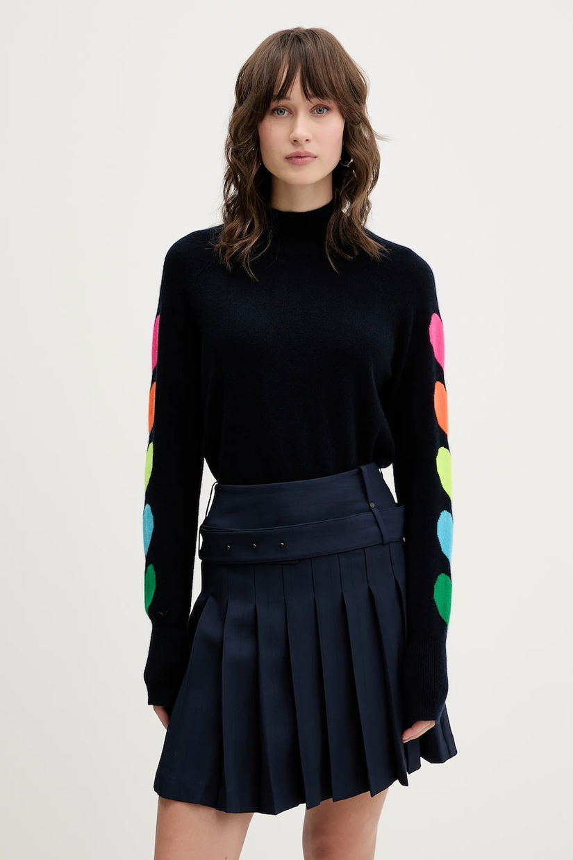 FROM FUTURE pulover de cașmir culoarea bleumarin, light, cu turtleneck, WPM01306