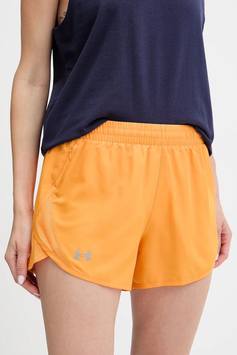 Under Armour pantaloni scurți de alergare Fly By culoarea negru, uni, high waist, 1382438