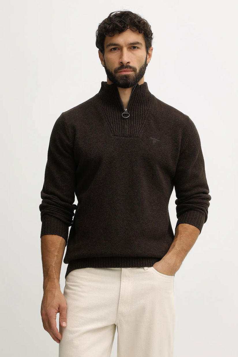 Barbour pulover de lână culoarea bleumarin, light, cu turtleneck, MKN0339